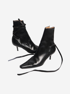 Joseph Black leather tie closure ankle boots - size EU 40 (UK 7)