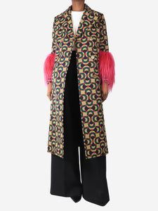 Gucci Neutral double-breasted Horsebit jacquard coat - size UK 6