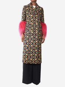 Gucci Neutral double-breasted Horsebit jacquard coat - size UK 6
