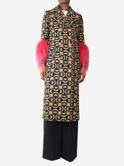 Neutral double-breasted Horsebit jacquard coat - size UK 6 Coats & Jackets Gucci 