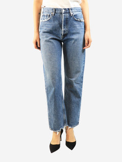 Blue straight-leg jeans - size UK 10