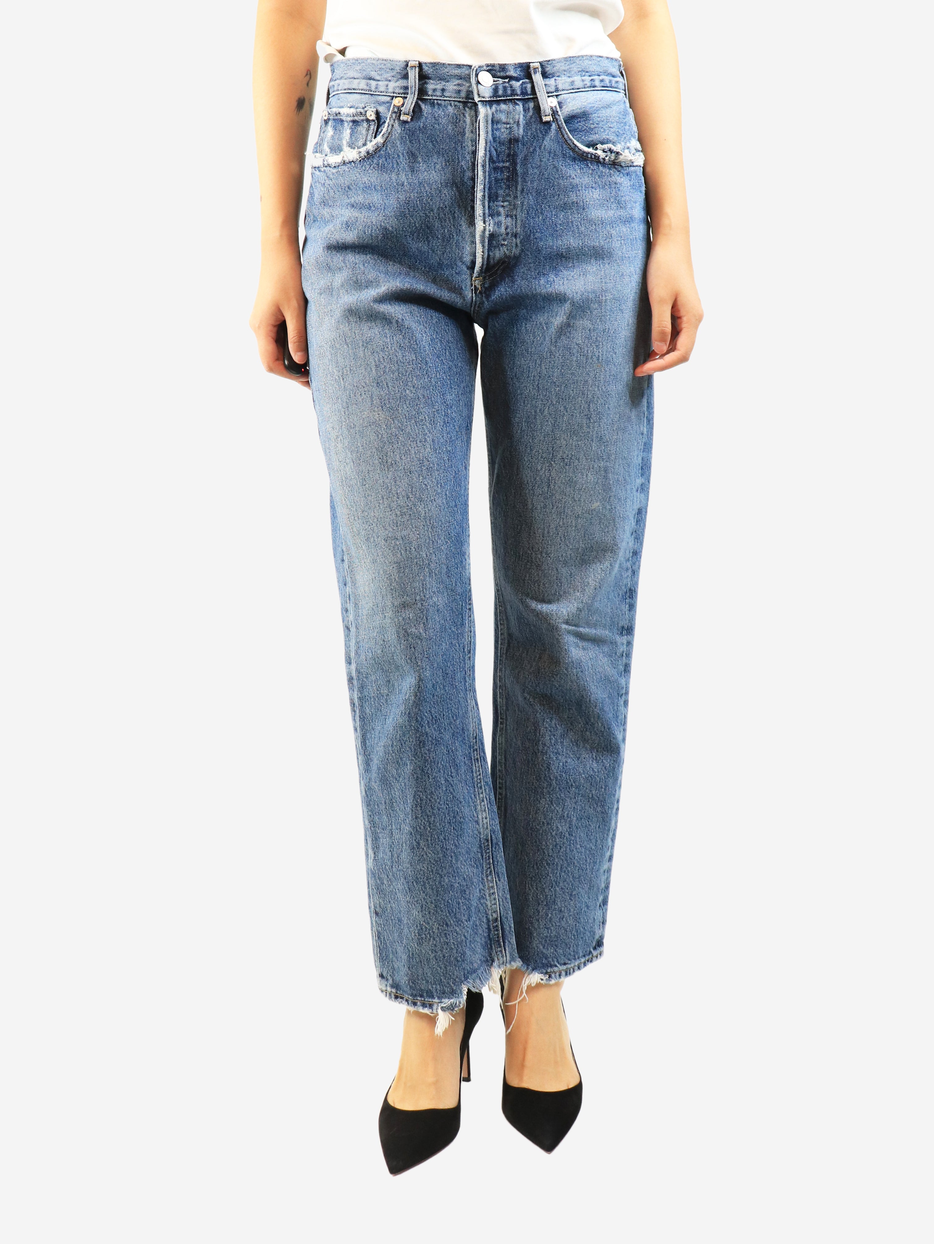 Blue straight-leg jeans - size UK 10