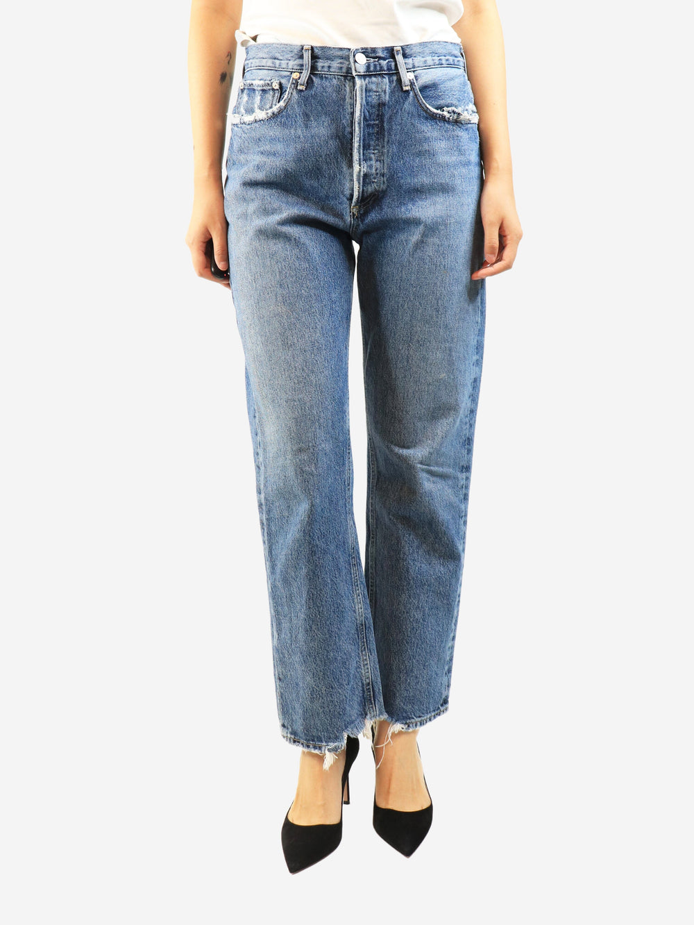 Blue straight-leg jeans - size UK 10 Denim Agolde 