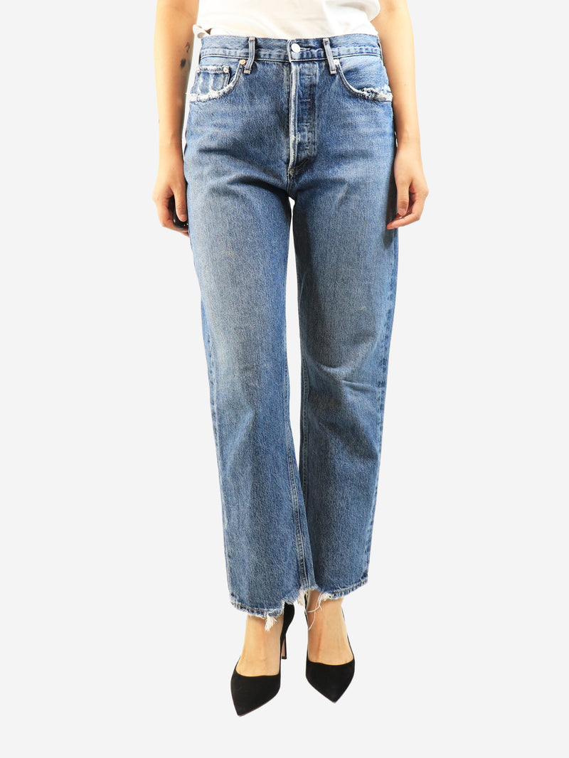 Blue straight-leg jeans - size UK 10
