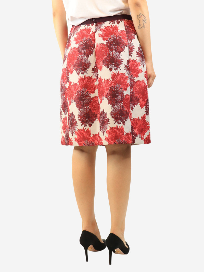 Red floral jacquard skirt - size UK 14 Skirts Weekend Max Mara 