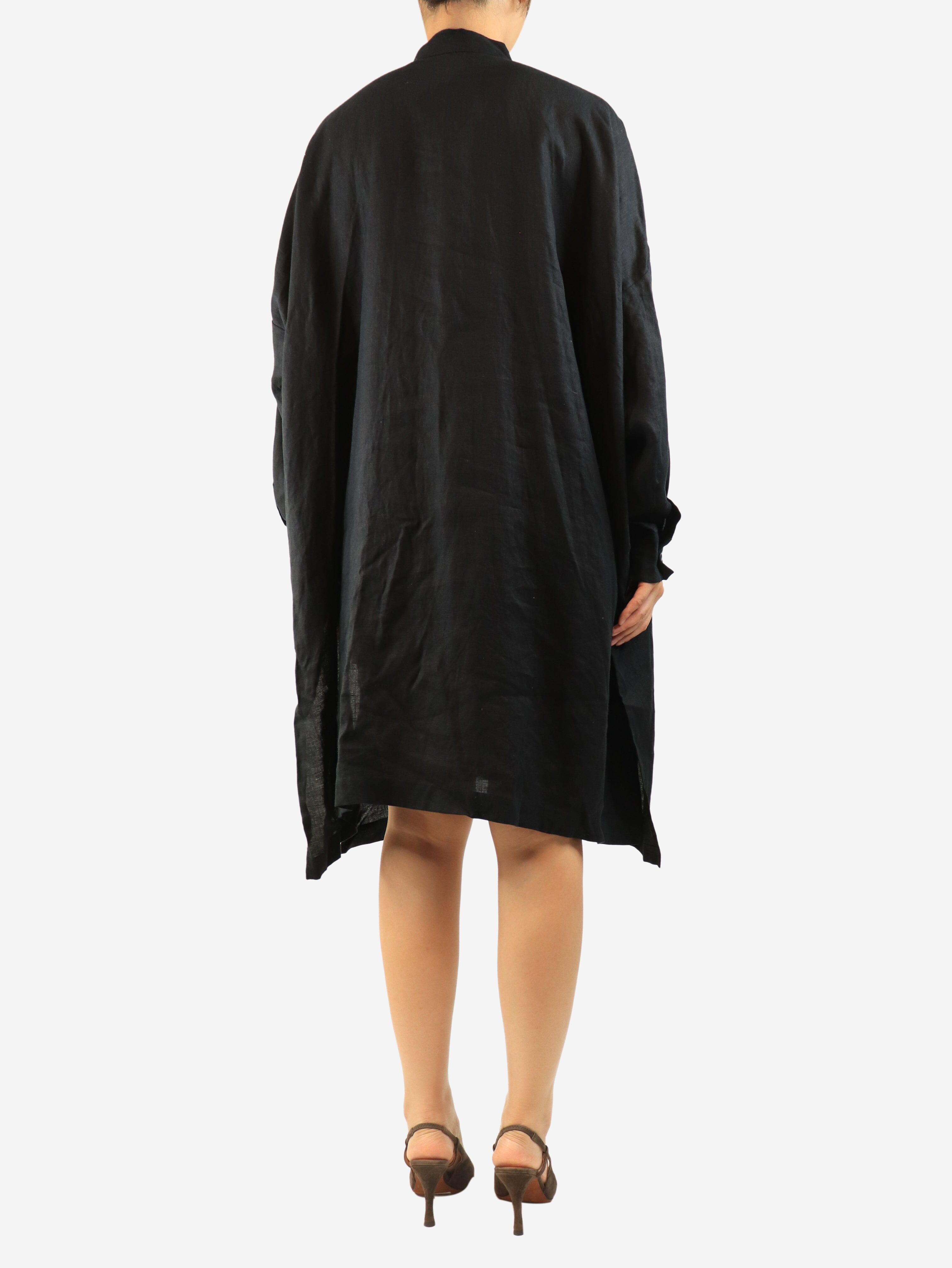 Black linen shirt dress - size S Dresses Eskandar 