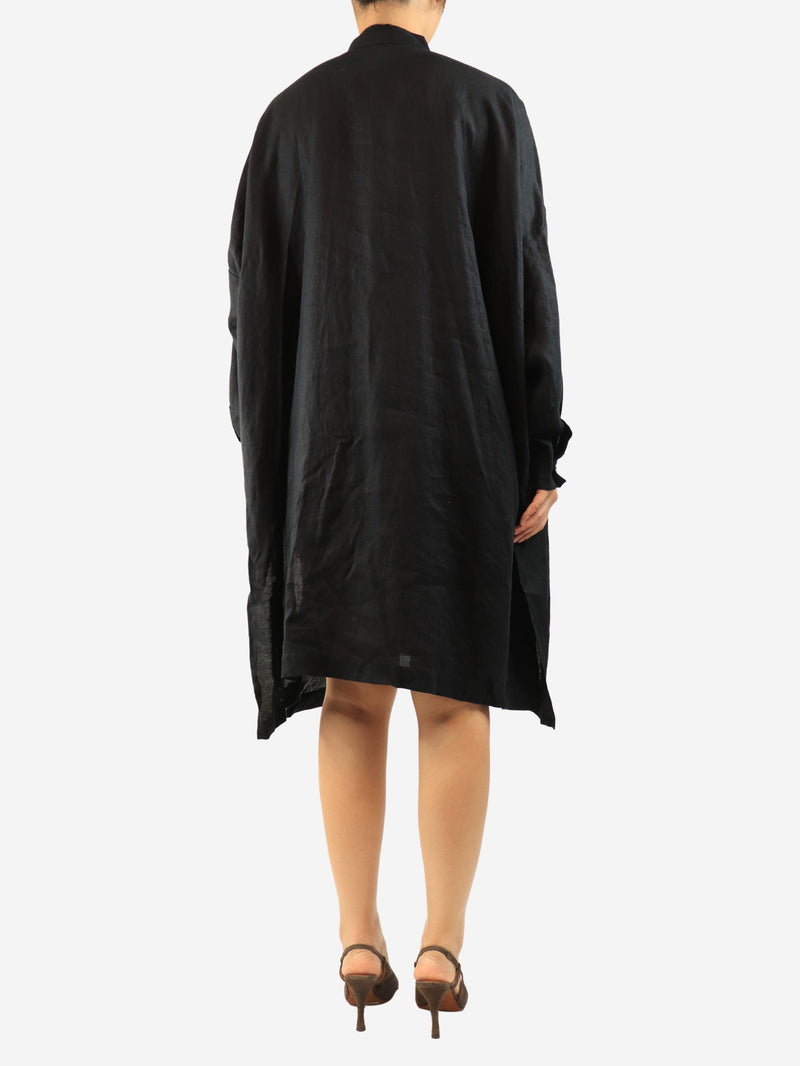 Black linen shirt dress - size S Dresses Eskandar 