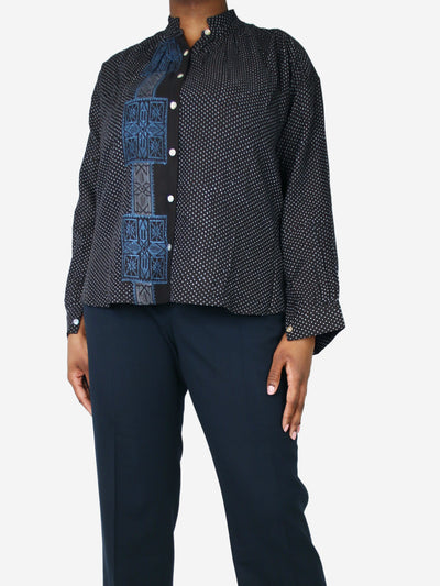 Dark brown printed shirt - size M Tops Alix of Bohemia 