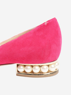 Pink suede pointed-toe flats - size EU 37 Flat Shoes Nicholas Kirkwood 