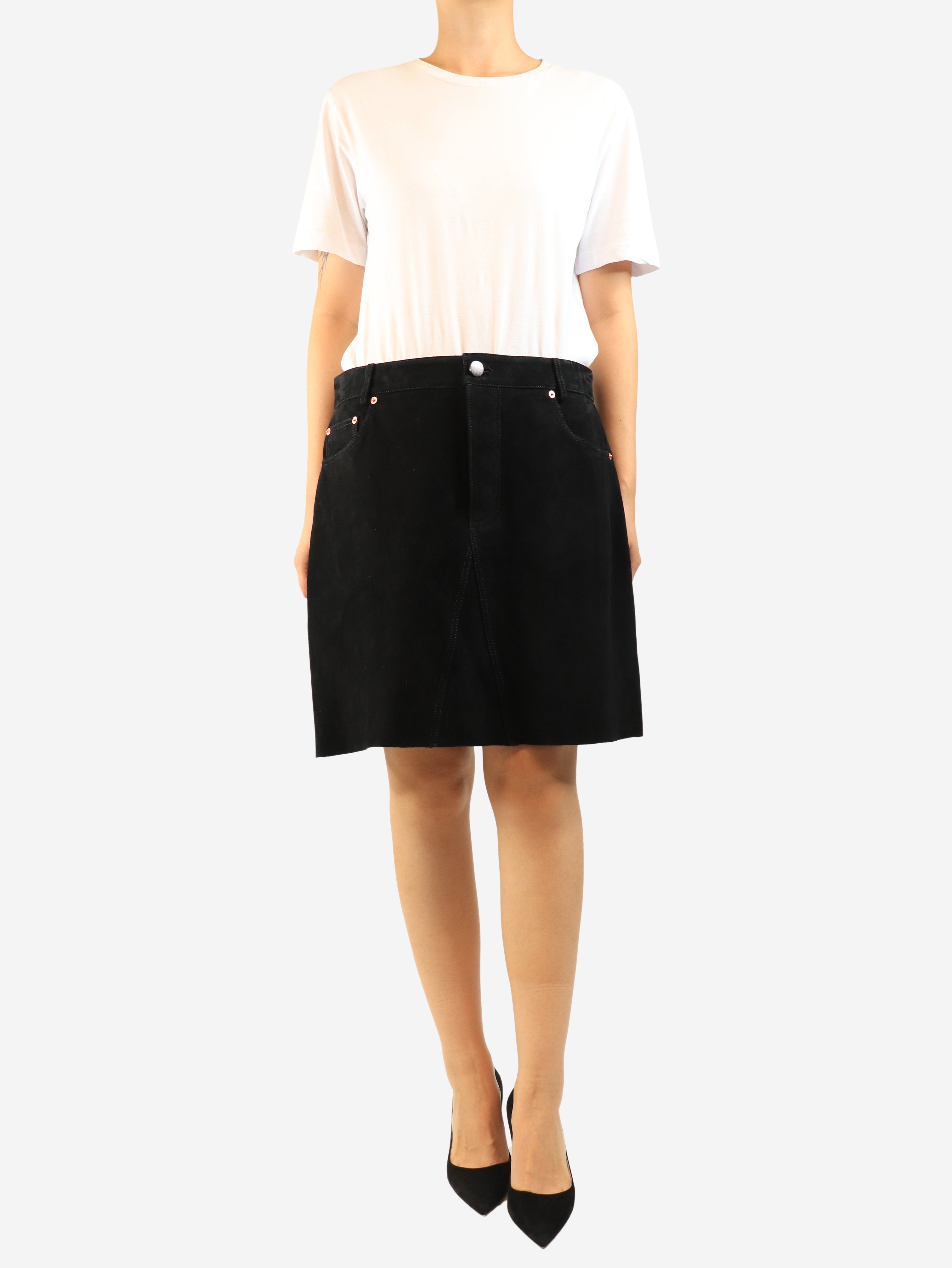 Black suede skirt - size UK 12