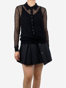 Saint Laurent Black sheer knit top - size M