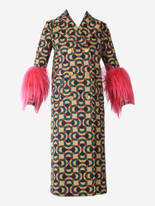 Gucci Neutral double-breasted Horsebit jacquard coat - size UK 6