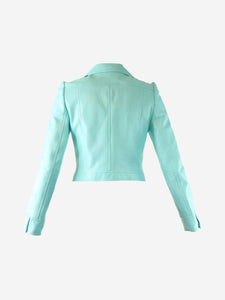 Courreges Turquoise cropped faux leather jacket - size UK 8