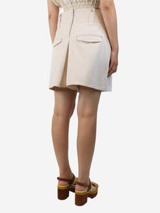 Isabel Marant Cream pleated cotton-twill shorts - size UK 12