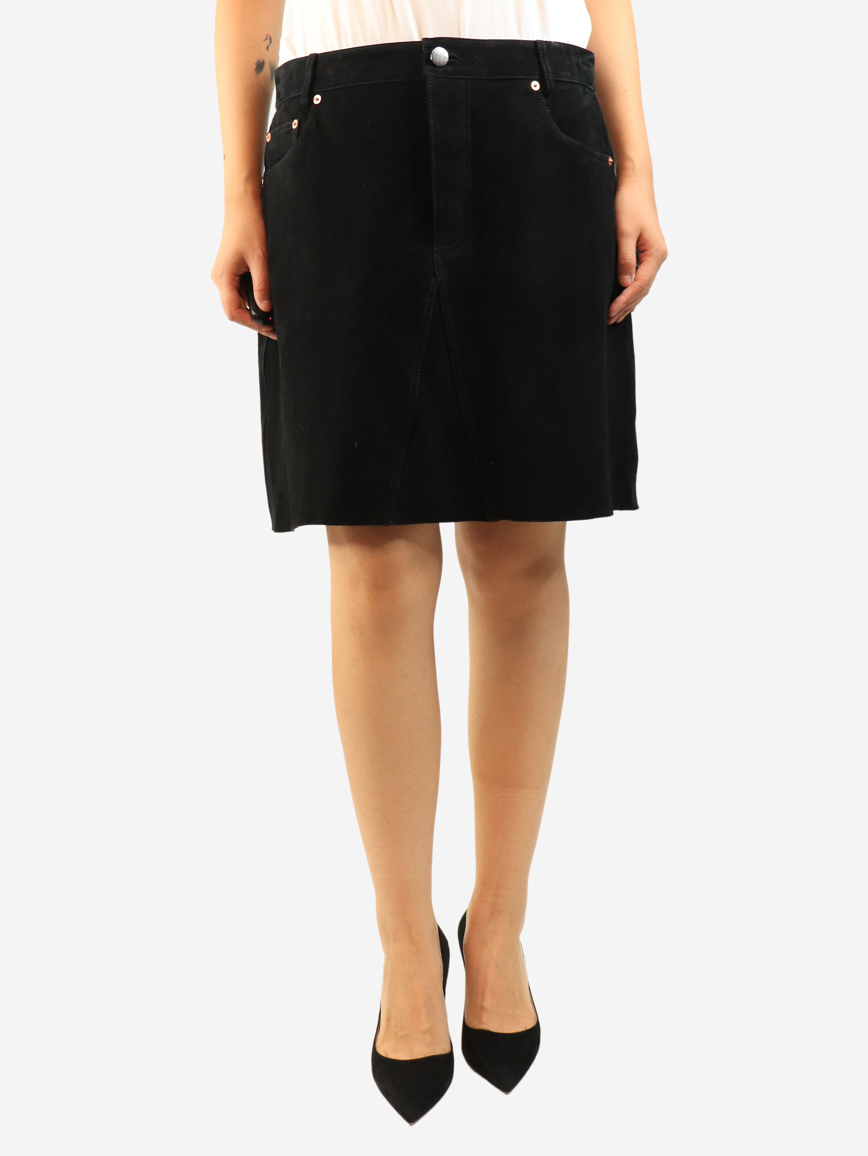Black suede skirt - size UK 12