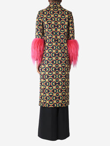 Gucci Neutral double-breasted Horsebit jacquard coat - size UK 6