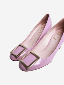 Roger Vivier Lilac patent buckle front block heel pumps - size EU 36