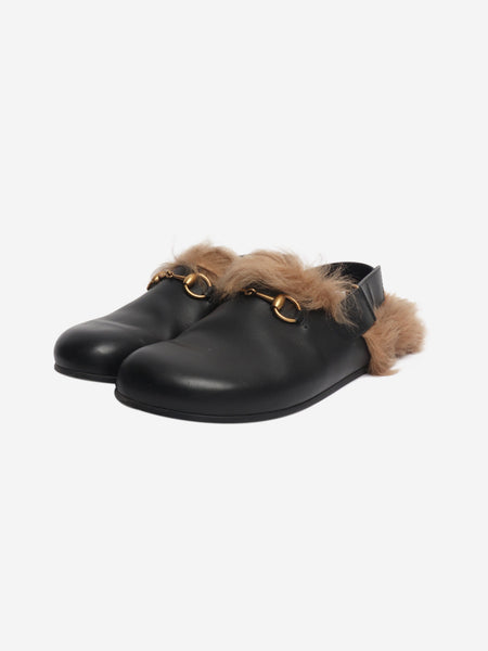 Black leather horsebit fur mules - size UK 6.5 alternate image