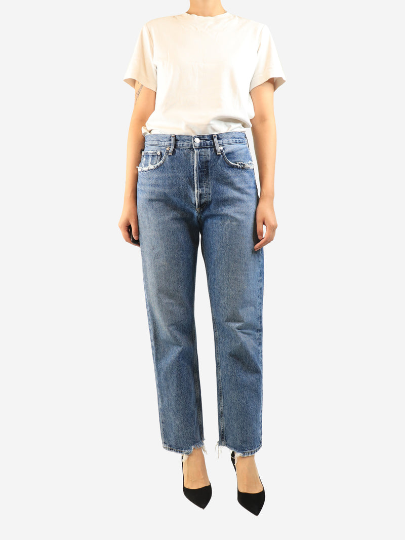 Blue straight-leg jeans - size UK 10