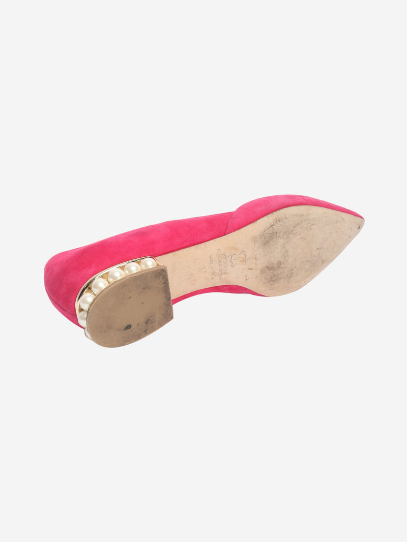 Pink suede pointed-toe flats - size EU 37 Flat Shoes Nicholas Kirkwood 