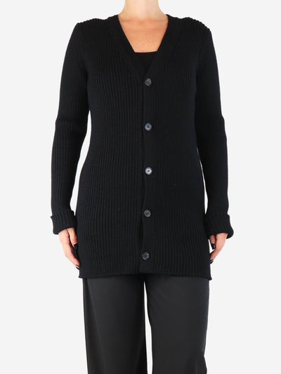 Black ribbed wool longline cardigan - size S Knitwear Loewe 