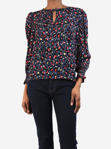 Wyse Blue leopard print blouse - size UK 6