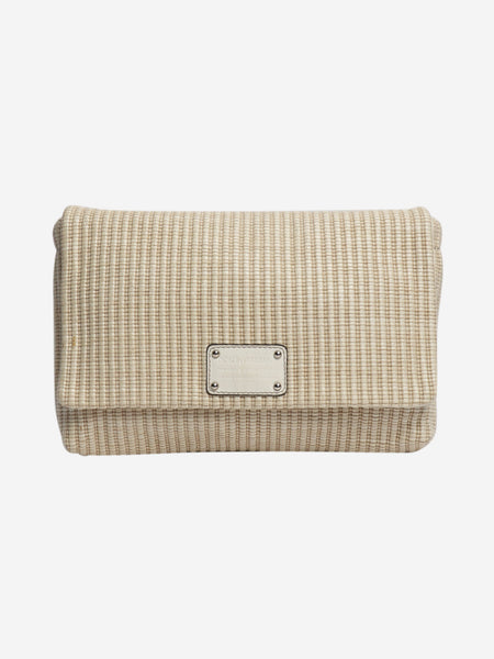Beige woven clutch bag product image