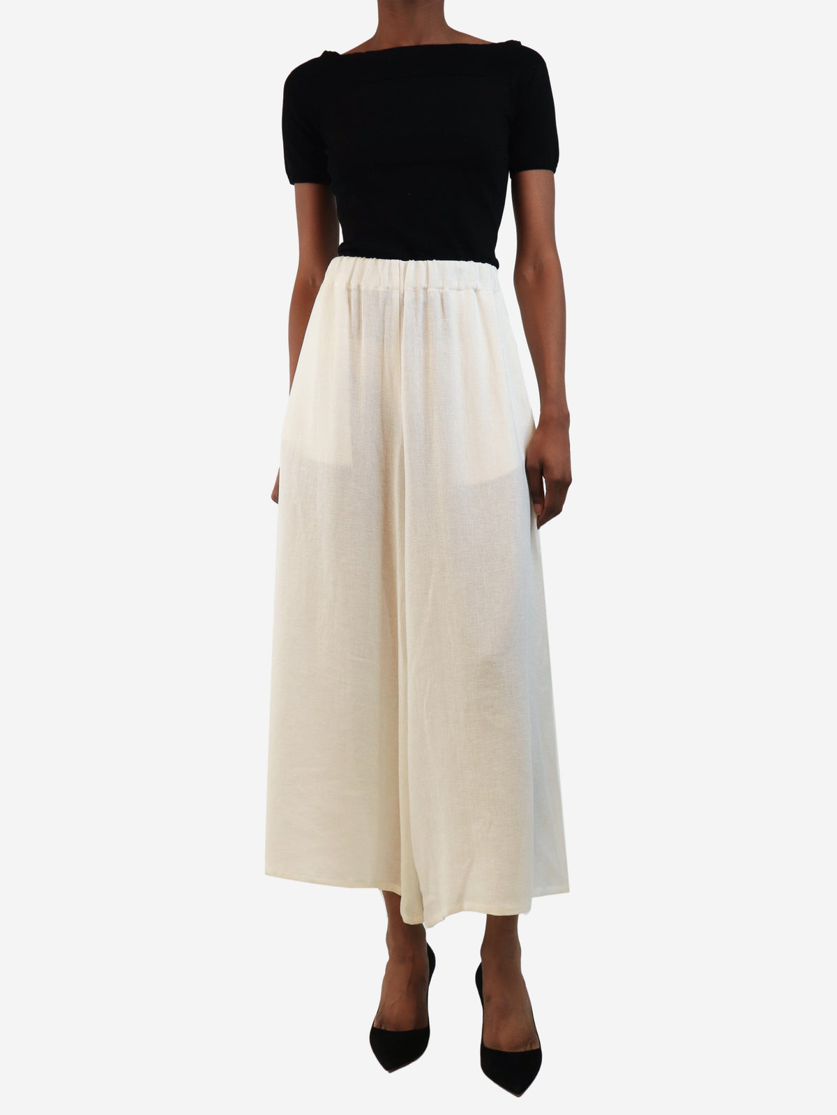 Cream wool-blend culottes - size UK 6 Trousers Christian Dior 