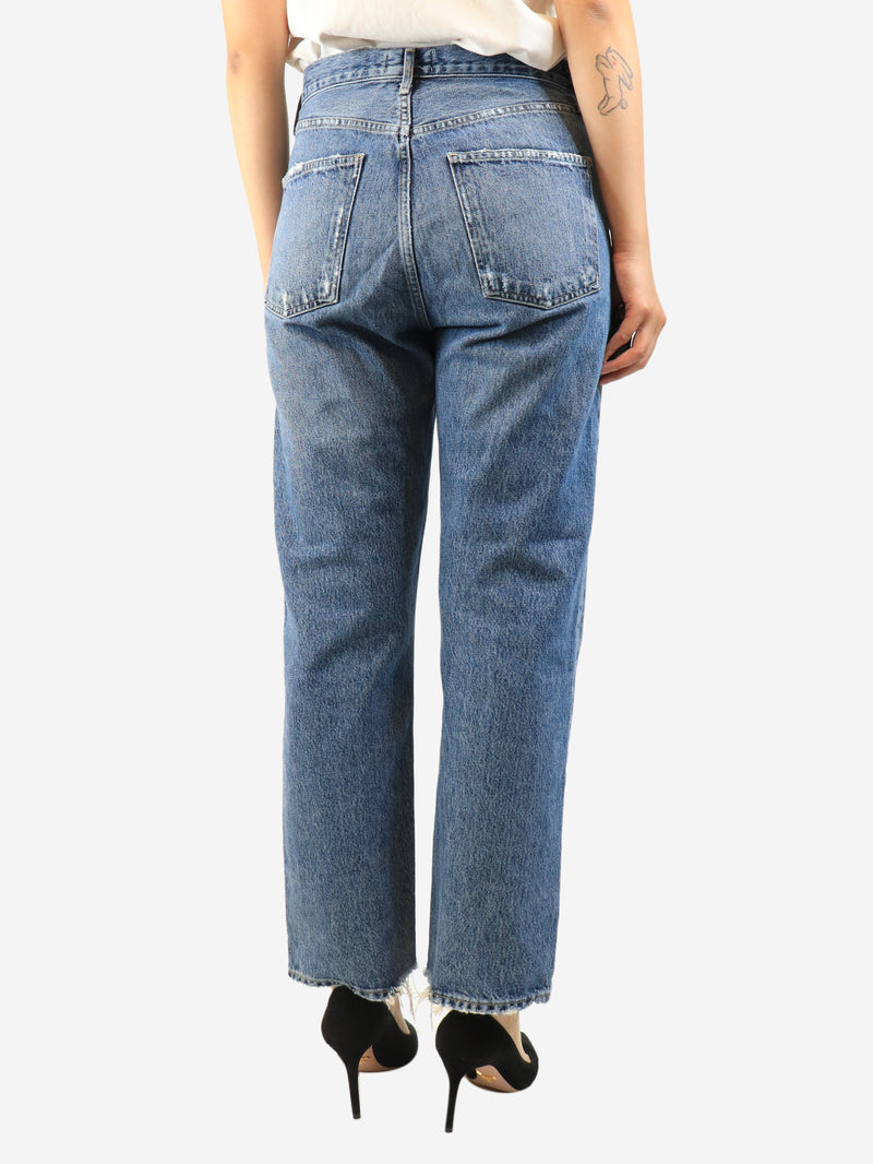 Blue straight-leg jeans - size UK 10