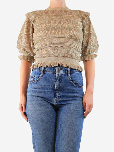 Gold lurex ruffled knit top - size S Tops Ulla Johnson 