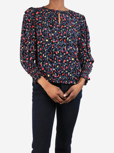 Wyse Blue leopard print blouse - size UK 6