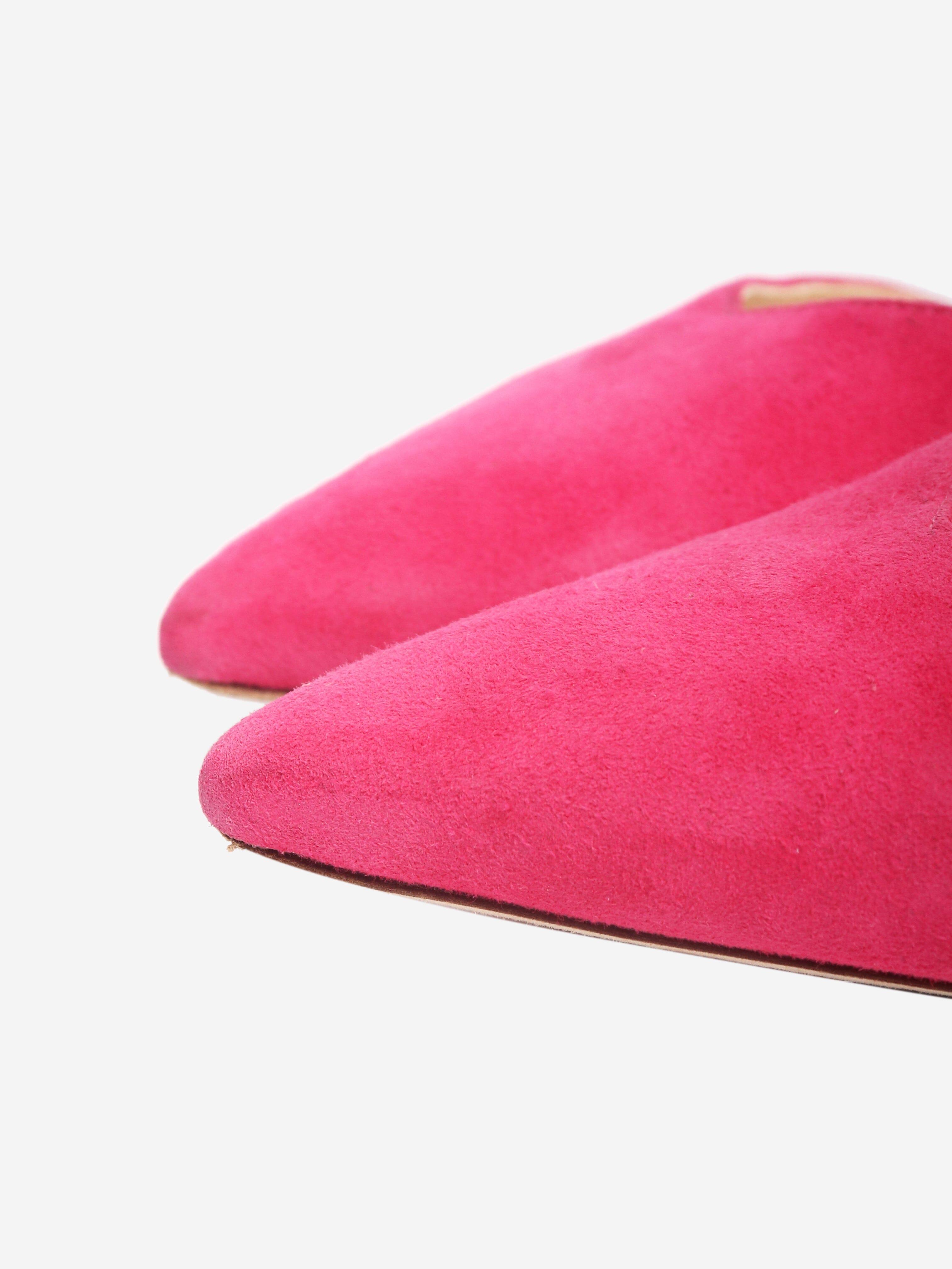 Pink suede pointed-toe flats - size EU 37 Flat Shoes Nicholas Kirkwood 