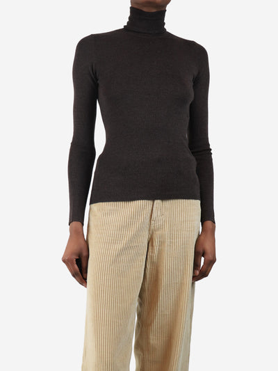 Brown cashmere and silk-blend fine knit jumper - size UK 6 Knitwear Prada 