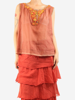 Dusty rose beaded sleeveless top - size L Tops Dosa 
