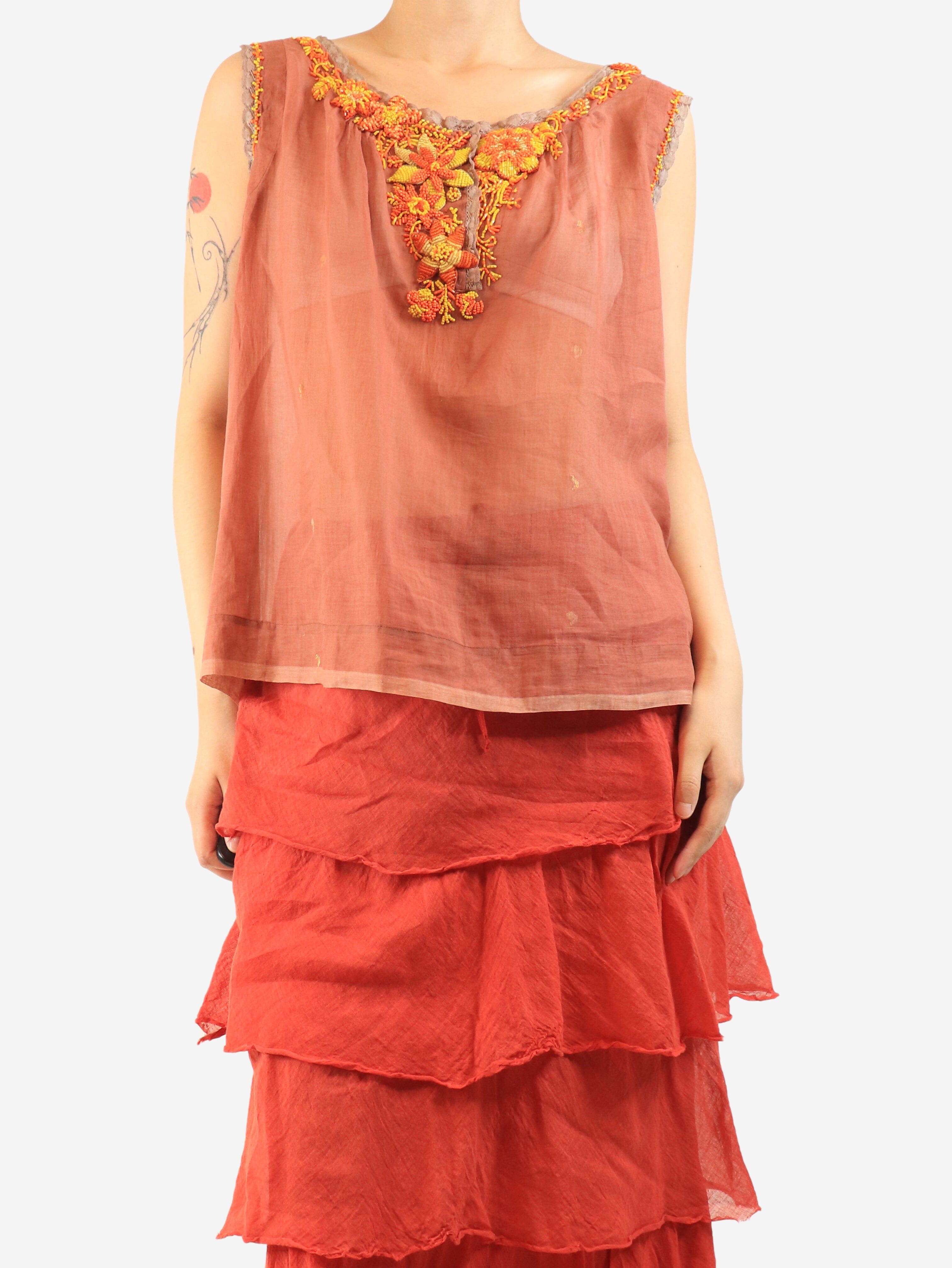 Dusty rose beaded sleeveless top - size L Tops Dosa 