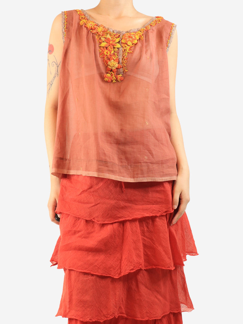 Dusty rose beaded sleeveless top - size L Tops Dosa 