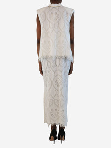 Lug Von Siga White embroidered vest and skirt set - size UK 10