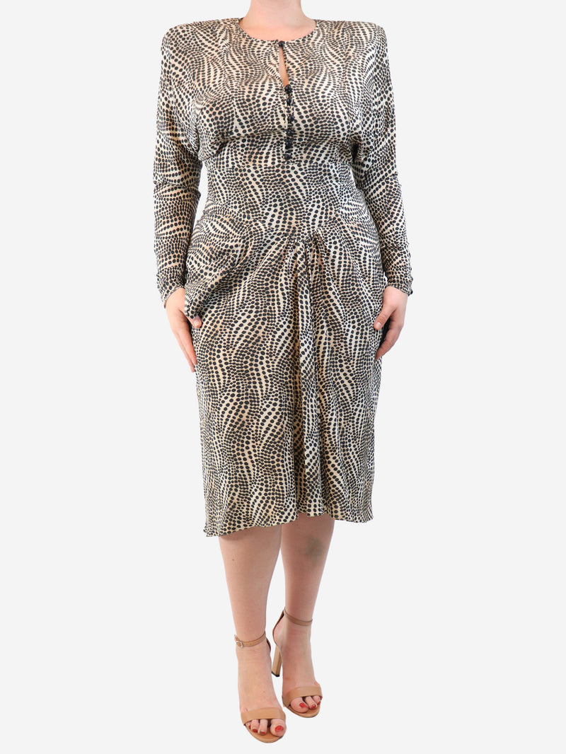 Cheetah print gathered midi dress