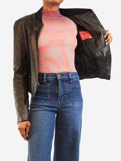 Black leather bomber jacket - size UK 8 Coats & Jackets Yohji Yamamoto 