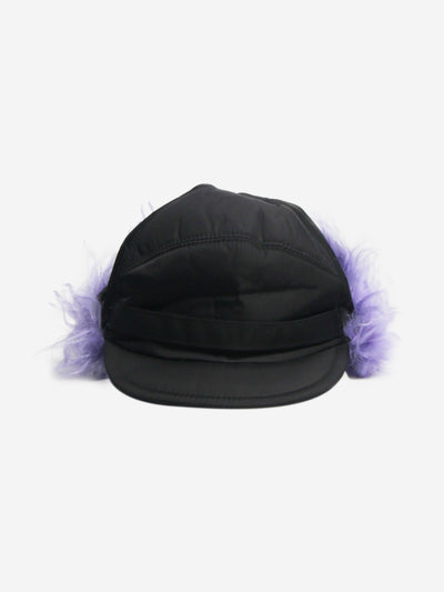 Black Re-Nylon and faux fur Trapper hat Hats Prada 