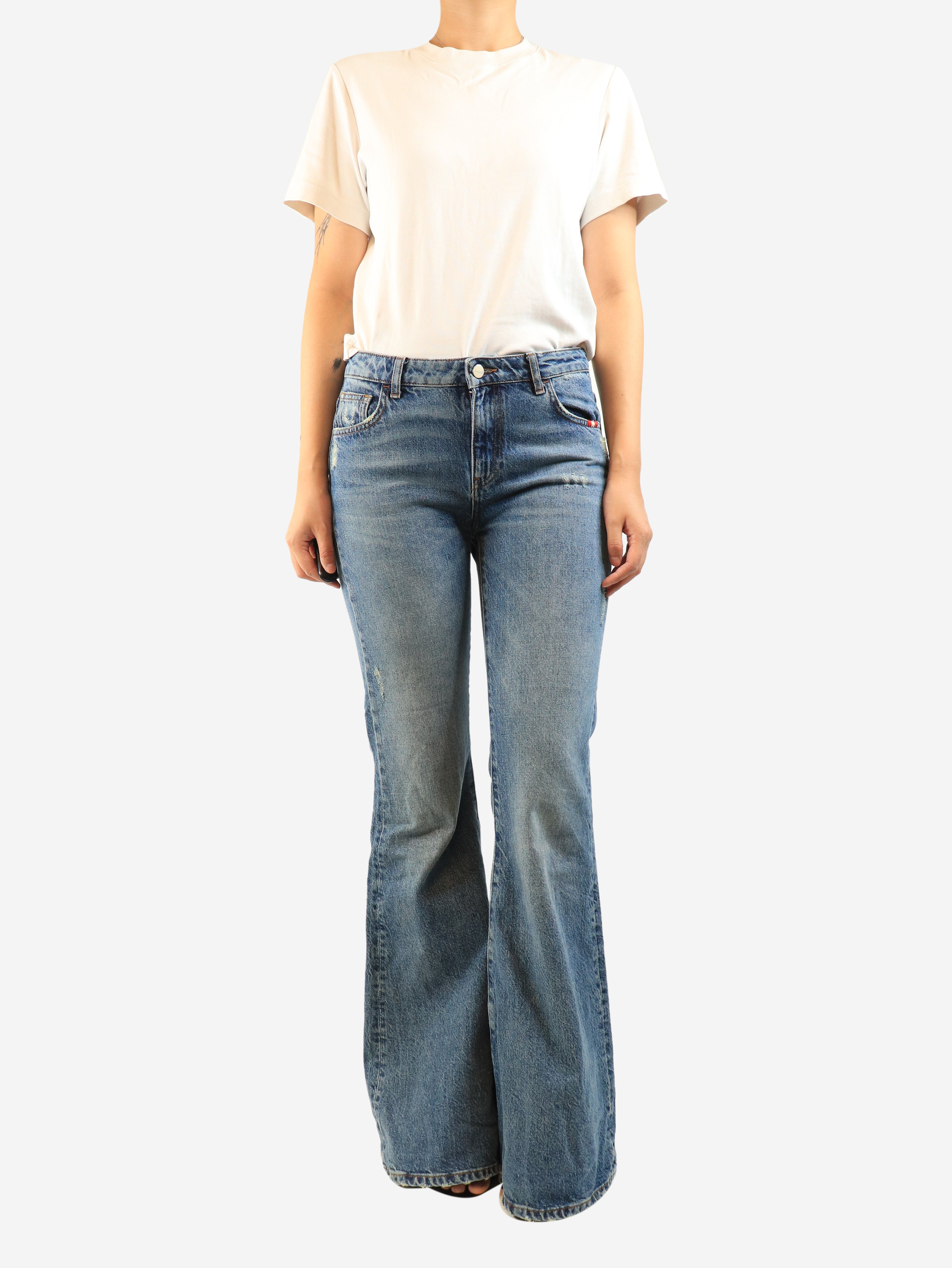 Blue Woodstock flared jeans - size UK 8