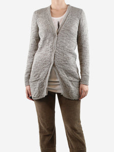 Brunello Cucinelli Neutral knitted button-up cardigan - size L