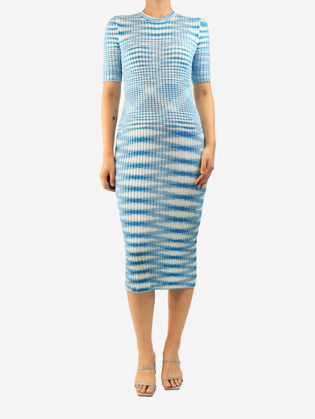 Blue rib-knit midi dress - size UK 12 Dresses Missoni 