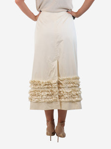 Molly Goddard Cream ruched midi skirt - size UK 14