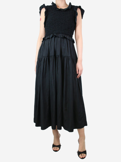 Cecilie Bahnsen Black open-back tiered midi dress - size UK 10 Dresses Cecilie Bahnsen 