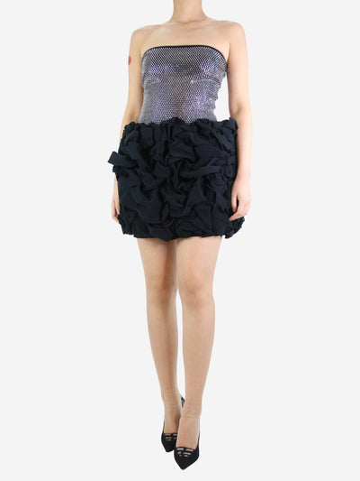 Black strapless bejewelled frill dress - size UK 10 Dresses Balmain 