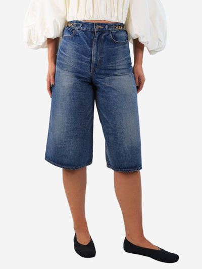 Blue wash denim culottes - size UK 8 Trousers Celine 