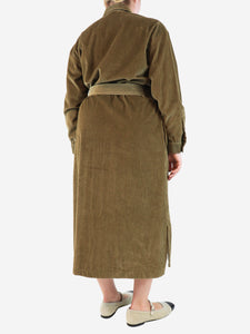 Weekend Max Mara Brown corduroy midi shirt dress - size