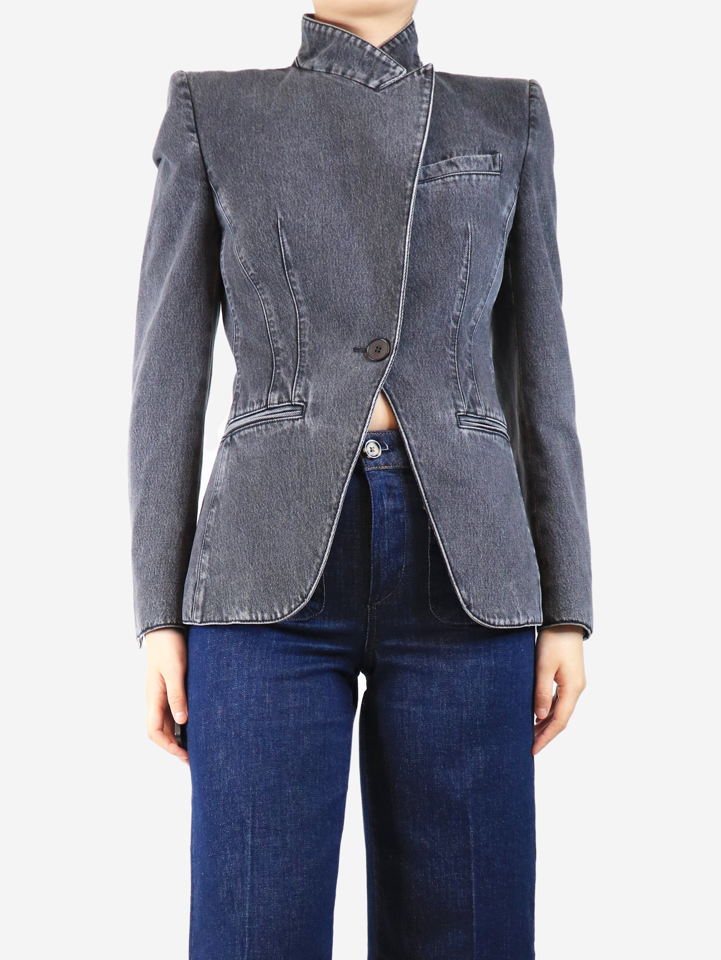 McQueen pre-owned dark grey denim jacket size UK Sign of the