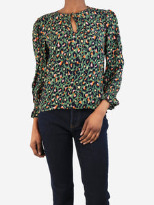 Wyse Green leopard print blouse - size UK 6